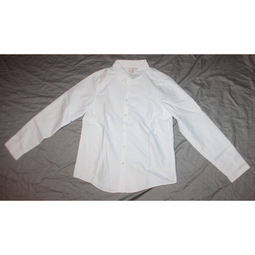Lands' End Boys Long Sleeve White Button Down Oxford Dress Shirt Size 4